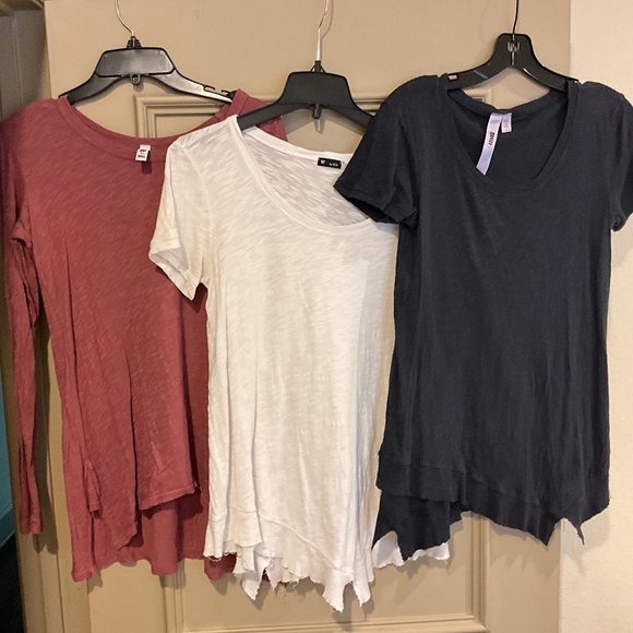 Wilt Tops - W by WILT 3 Short Sleeve Asymmetric Raw Hem Tee Shirts 100% Cotton Size Small S
